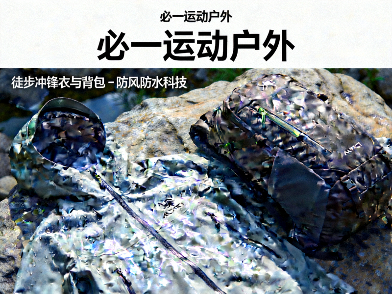 必一运动户外徒步冲锋衣与背包 - 防风防水科技